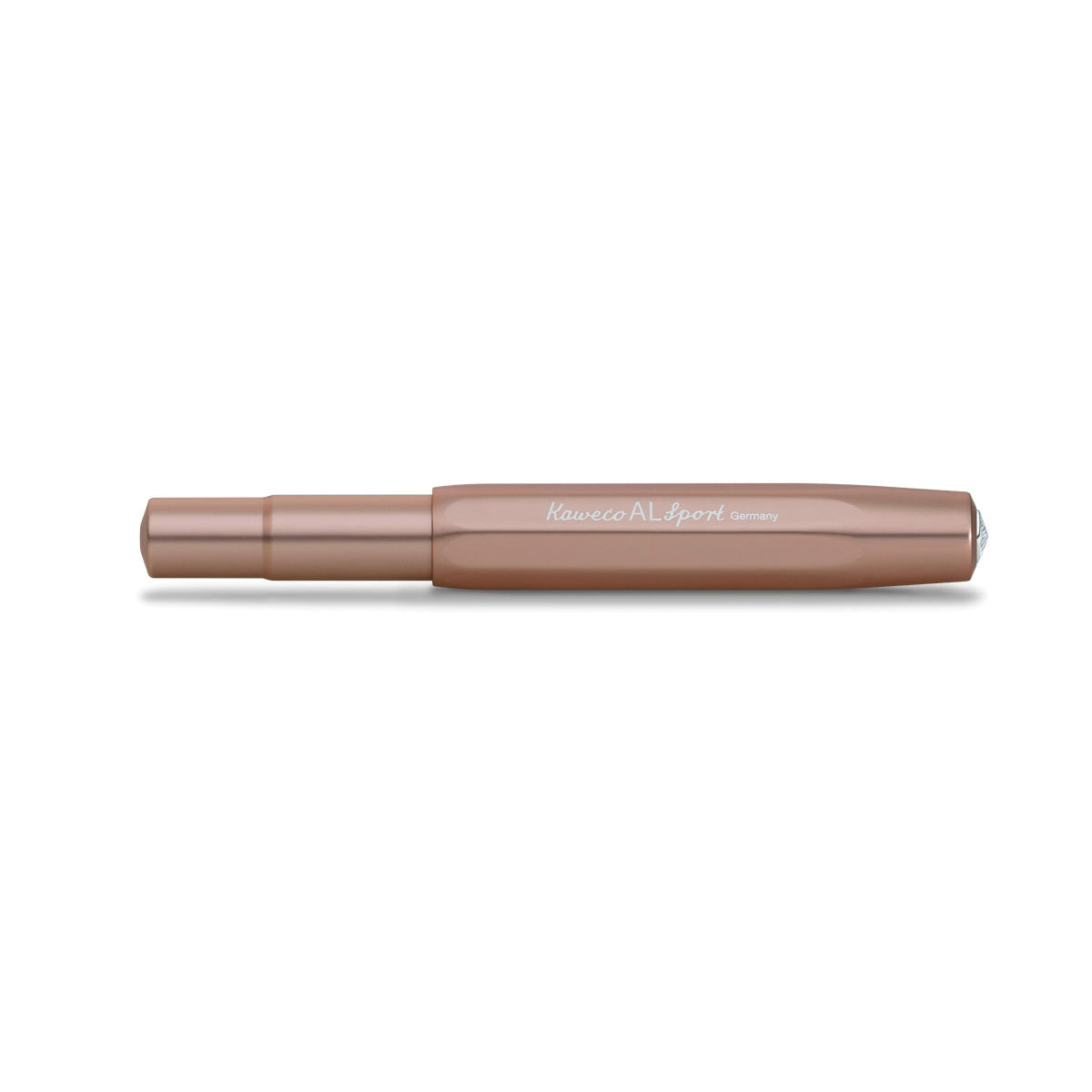 Matt rose gold closed pen with an inscription Kaweco AL Sport Germany.
