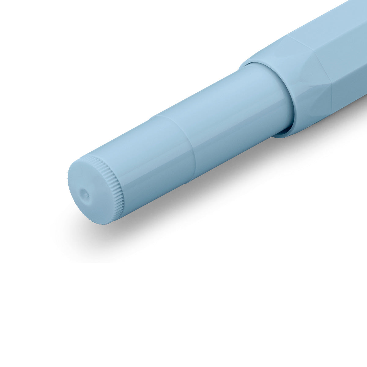 Light blue closed fountain pen.