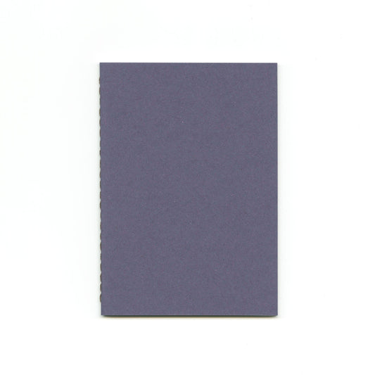 Purple notebook with stitched spine.
