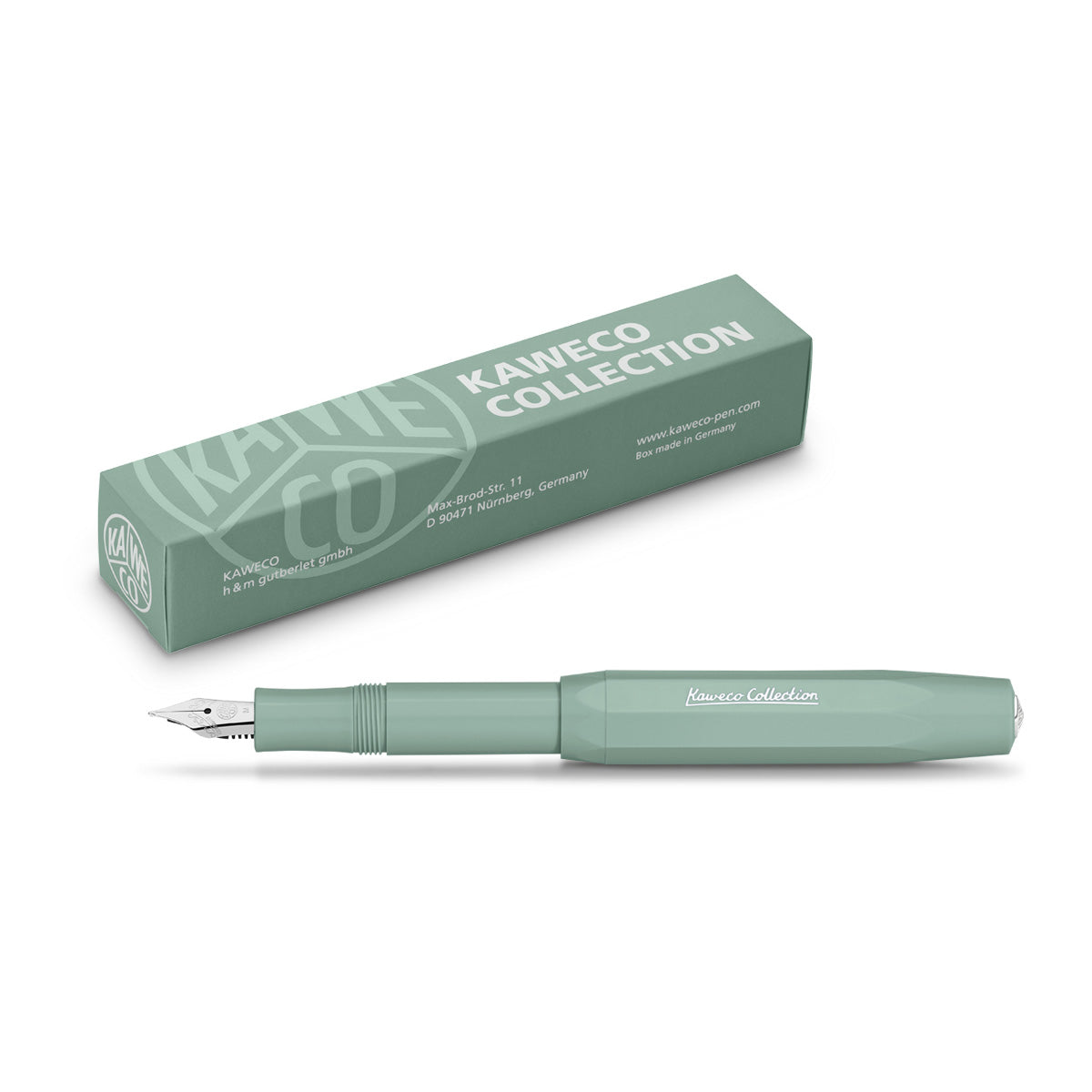 Kaweco collection green fountain pen with box.