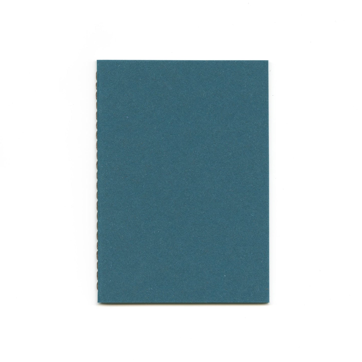 Blue notebook with stitched spine.