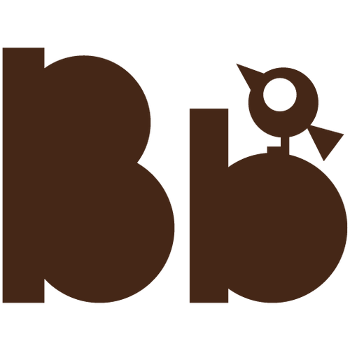 Logo depiction consisting of an uppercase 'B' and a lowercase 'b' with a brown silhouetted bird illustrated atop the lowercase 'b'.