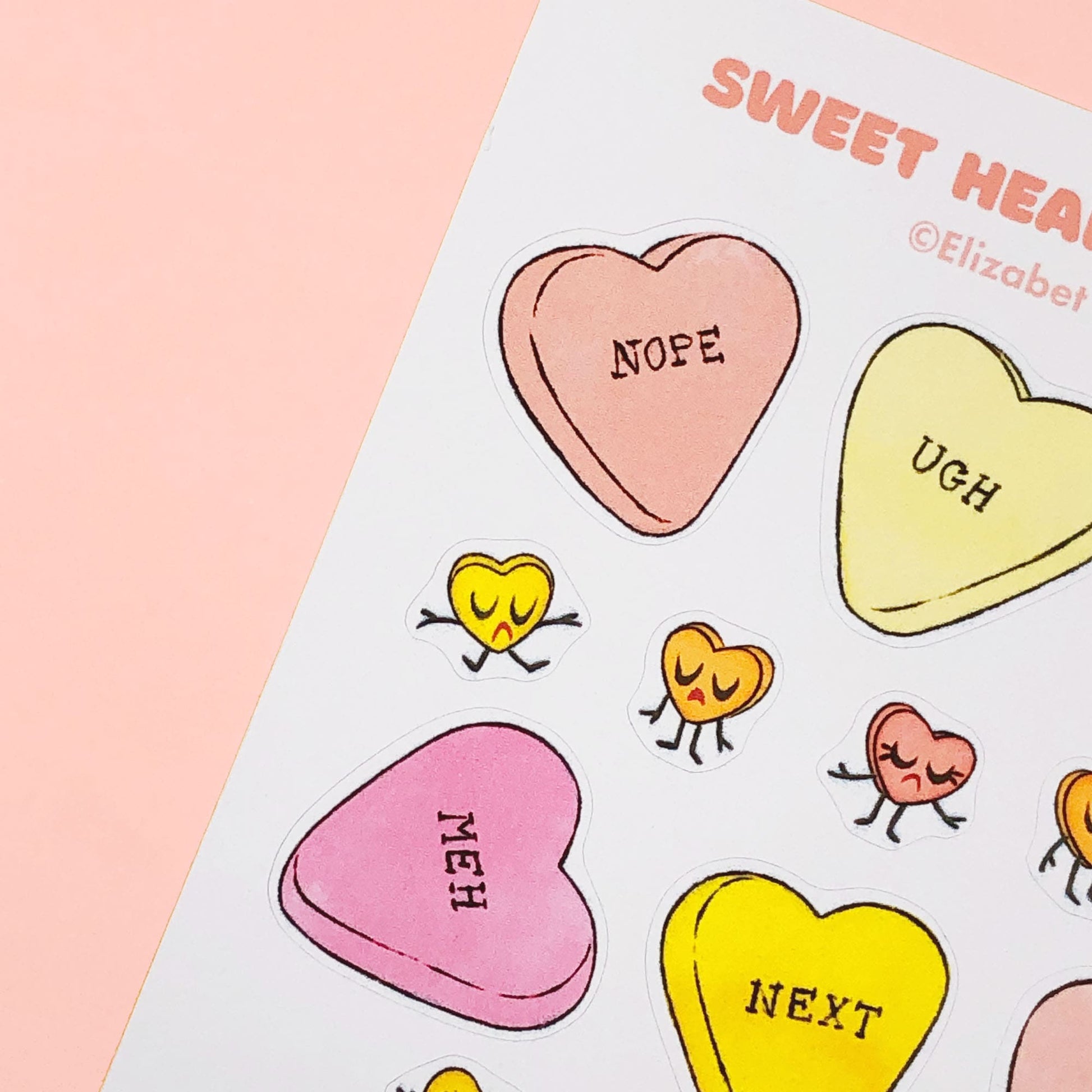 Anti valentines conversation candy hearts stickers.