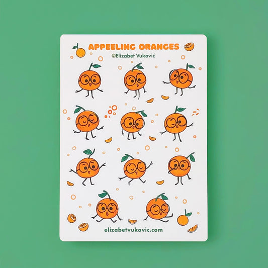 Fruit Oranges Sticker Sheet.
