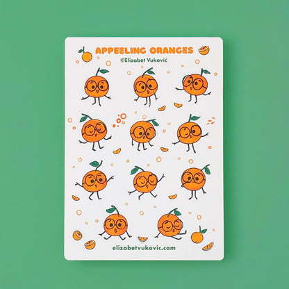 Fruit Oranges Sticker Sheet.