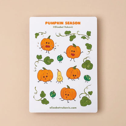 Pumpkin themed sticker sheet by Elizabet Vukovic.