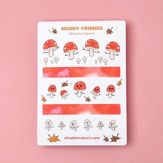 Mushroom watercolor stickers and washi tape.