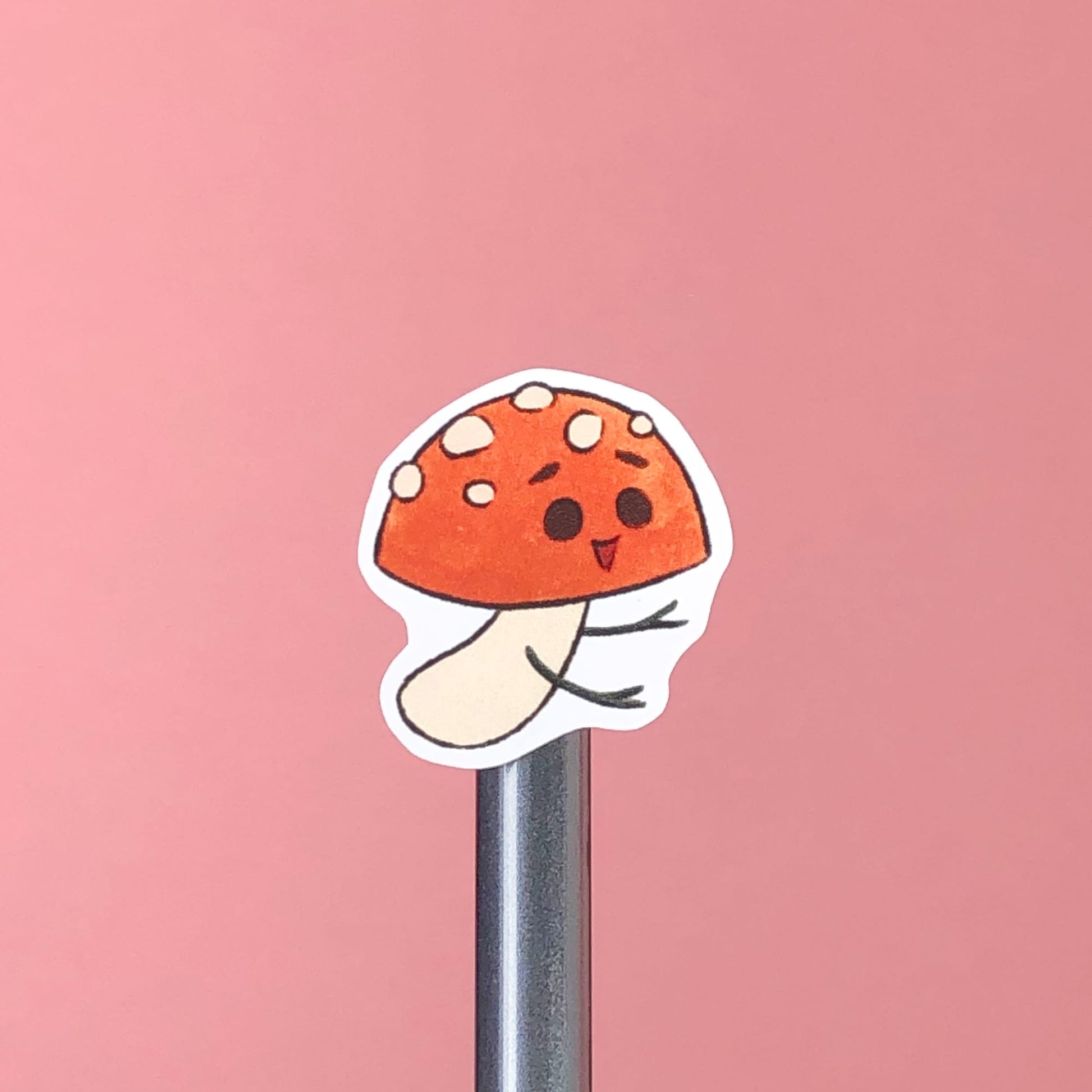 Red mushroom watercolor sticker.